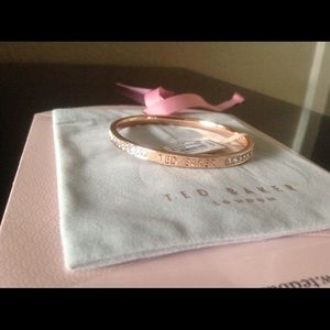 Rose Gold Clem Narrow White Crystal Bangle - TB